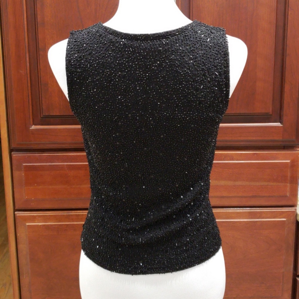Ladies sleeveless Ann Taylor black beaded top - Picture 2 of 5